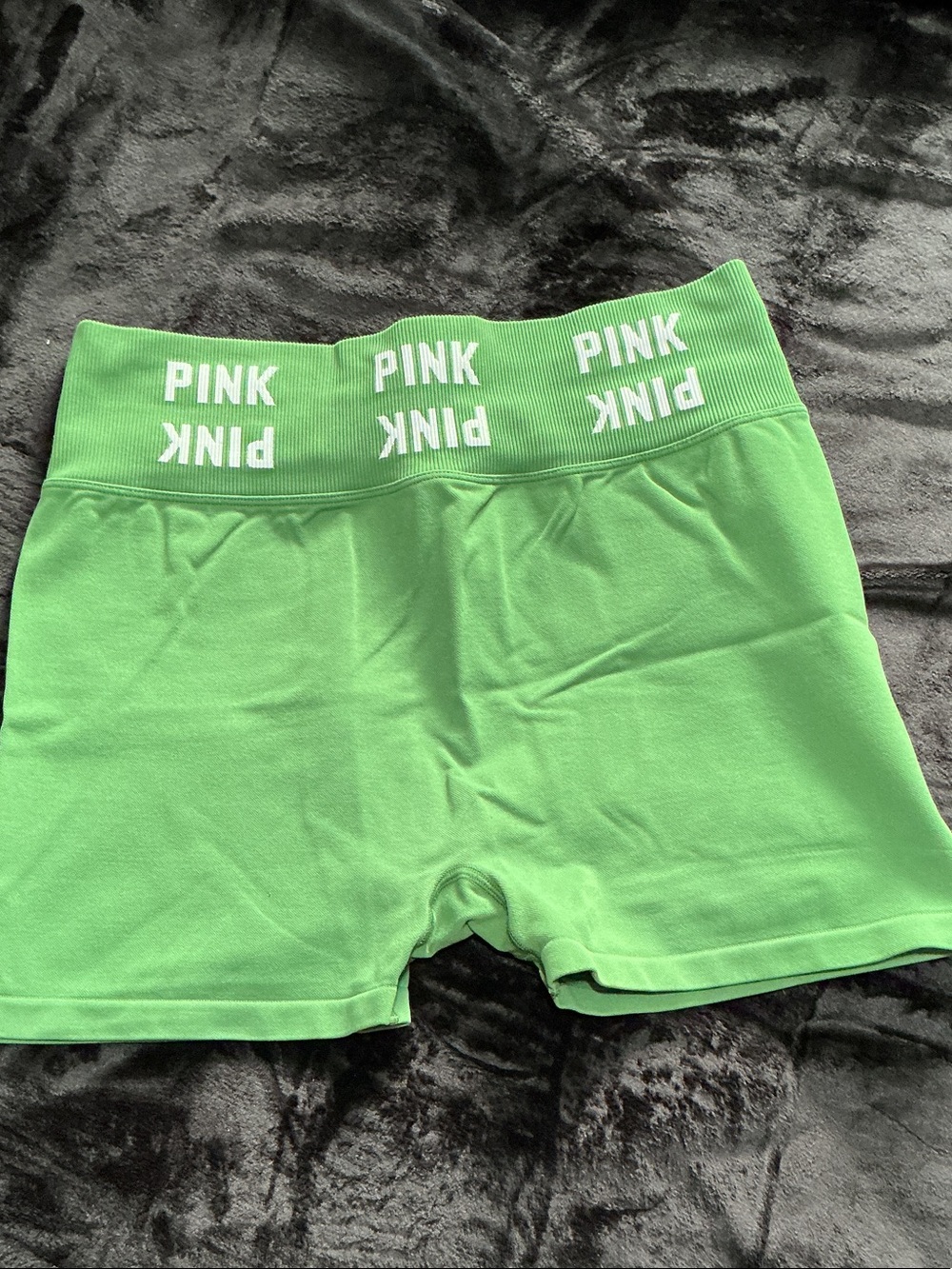 PINK Victoria's Secret Neon Green Logo Waist Bike Shorts